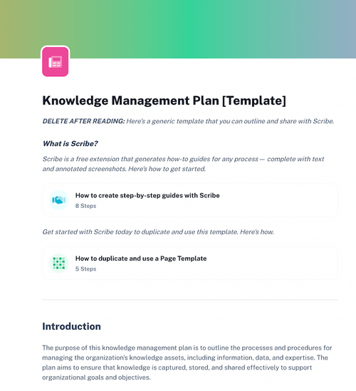 Knowledge Management Template Scribe